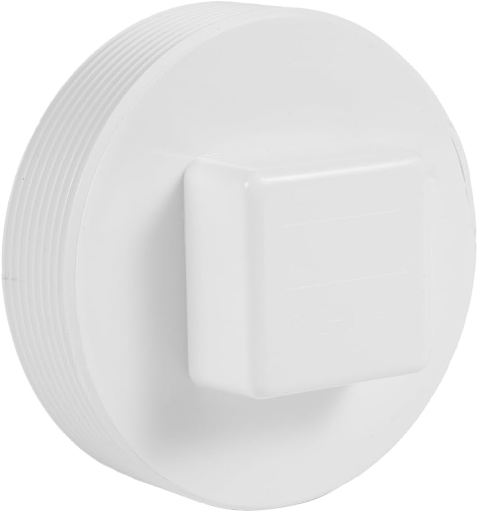 4" NPT Male Threaded PVC Sewer Cleanout End Cap Plug, Flush Sewer Cleanout Cap Fitting for Drainage Piping System Outdoor Garden