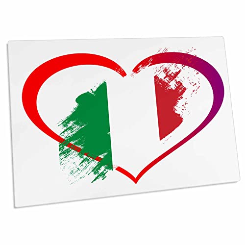 Desk Pad italiano con bandera en corazón blanco