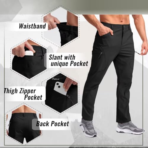 Image of Pudolla Men's Lightweight Hiking Pants with 7 Pockets Quick Dry Water Resistant Fishing Travel Pants
