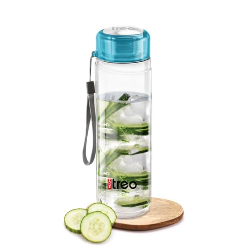 Image of Treo By Milton Hector Glass Bottle 1000 ml I Leak Proof I Premium Glass I Food Grade-Bpa Free Material I Odour Proof I Easy To Carry Strap I Perfect for Home, Office, Blue