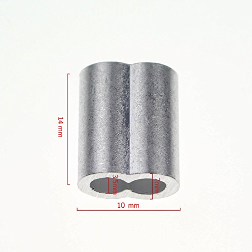 Sutemribor 1/8 Inch Aluminum Crimping Loop Sleeve for Wire Rope and Cable, 50 Pieces - Thumbnail 4