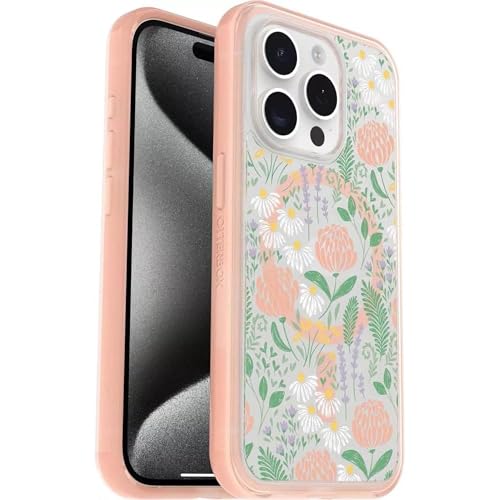 OtterBox iPhone 15 Pro (Only) Symmetry Series Case - Peachy Bloom, Snaps to MagSafe, Ultra-Sleek, Raised Edges Protect Camera & Screen
