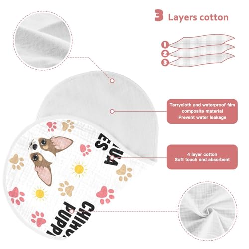 2 Pack Muslin Burp Cloths Dogs Chihuahua Cute Cotton Baby Burp Cloths Ultra Absorbent and Soft Burping Cloth for Baby Boys Girls, Large 22" x 11"3