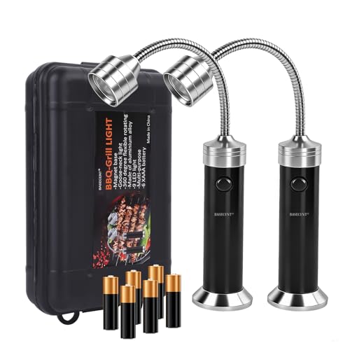 2-Pack BBQ Grill Lights with Magnetic Base - Super Bright LED Grill Accessories, Flexible Gooseneck, Weatherproof for Outdoor Cooking, Griddle - Ideal Gift for Men, Dad (Batteries Included)