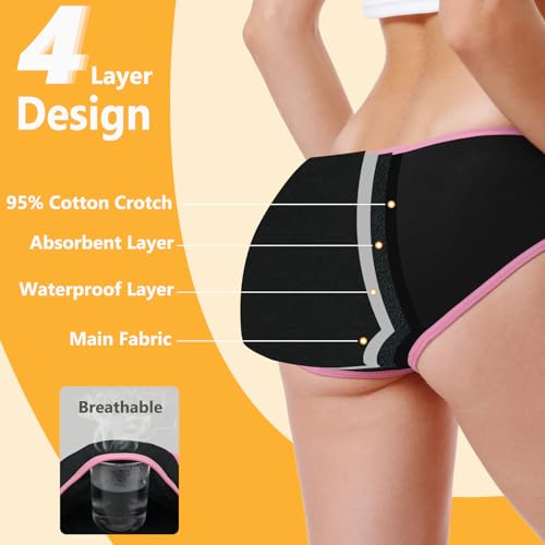 Teen Girls Period Underwear for Heavy Flow High Absorbency Kids Period Panties Leakproof Soft Cotton Briefs3