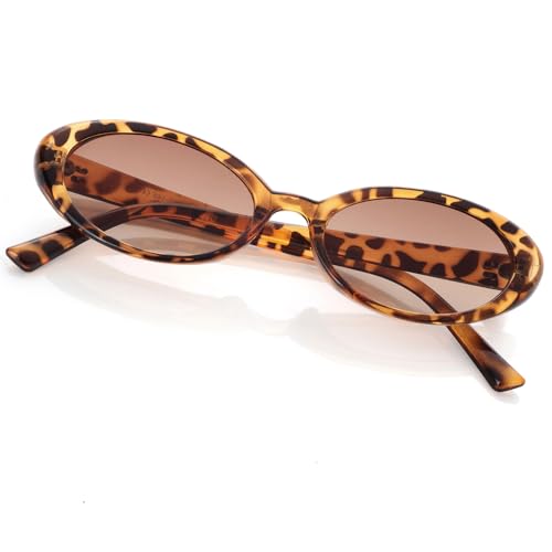 Image of Retro Oval Sunglasses for Women Men 90s Style Vintage Small Sun Glasses UV400 Protection Shades
