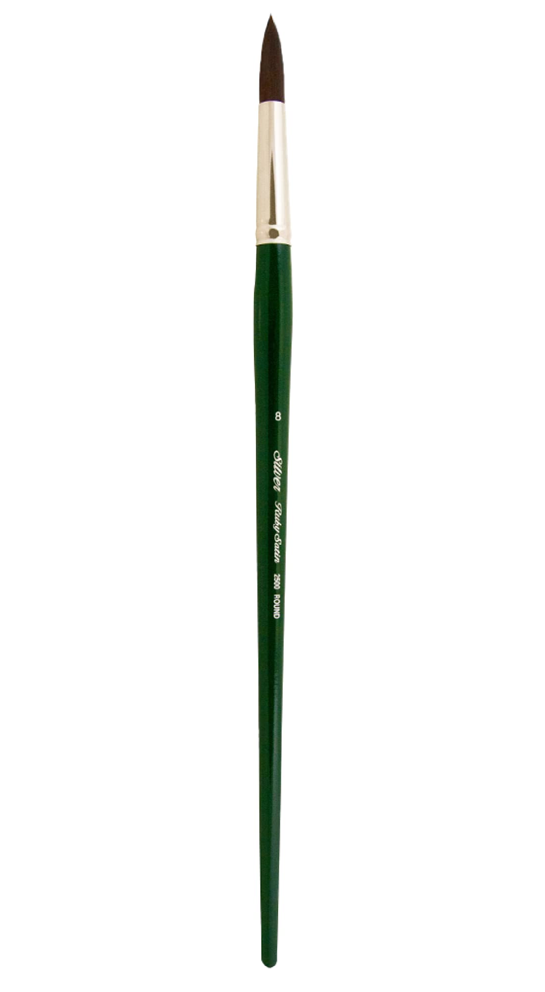Silver Brush "Series 2500 Ruby Satin Round Long Handle Brush, Stiff Synthetic Filaments, Hunter Green, Size 8