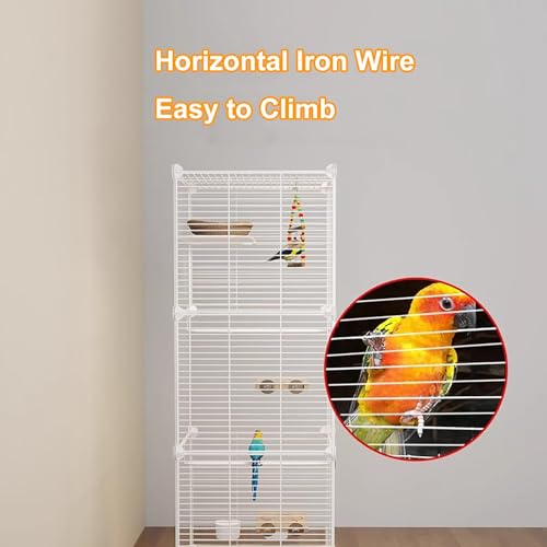 Jaula grande para loros con ruedas, jaula para pájaros Conure, incluye bandeja, nido de hierba, cuenco de comida, espacio extra grande para periquitos