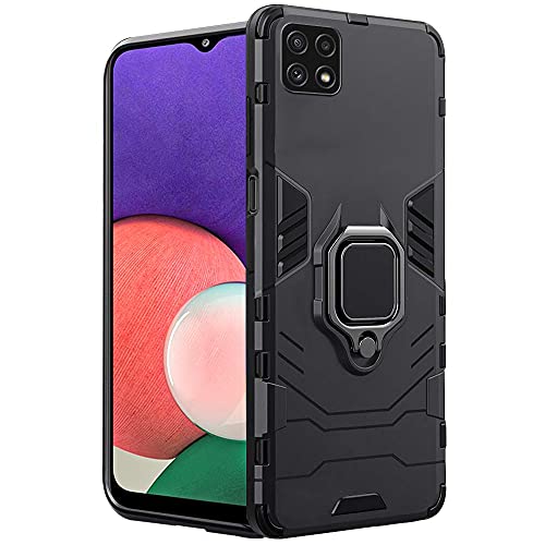 Image of TheGiftKart Tough Armor Samsung Galaxy A22 5G Bumper Back Case Cover | Ring Holder & Kickstand in-Built | 360 Degree Protection Back Case Cover for Samsung Galaxy A22 5G
