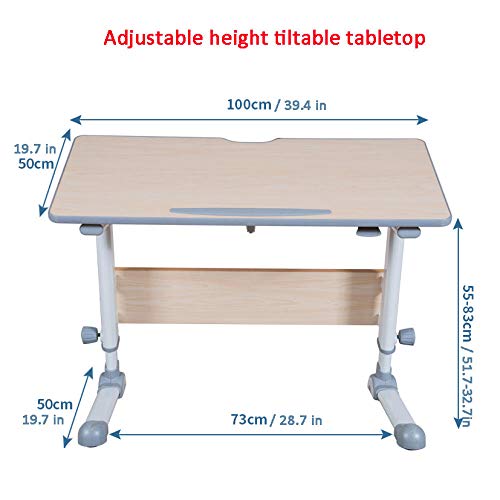 Stahlrohr Beistelltisch Hoch mit Gelbes Massivholzbrett,Höhenverstellbar, Rollen, USB, Drehbar,Laptop Tisch Für Bett für Diejenigen, Die Auf Das Bett
