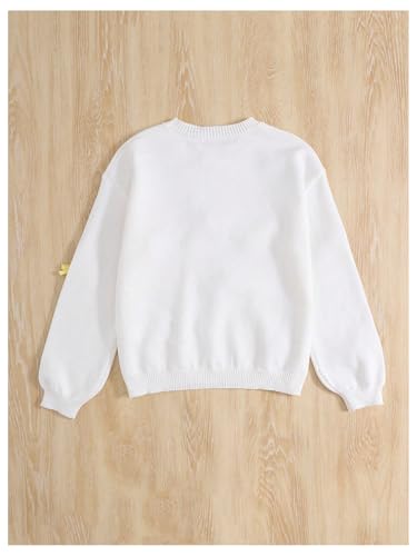WDIRARA Girl's Cute Bow Appliques Sweater Crew Neck Long Sleeve Pullover Knitwear2