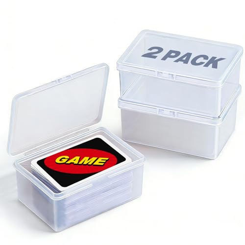 Sylmifoi 2PCS Card Cases for UNO Cards and Playing Cards High Capacity Clear Storage Boxes for Trading Cards & More (Card Not Included)
