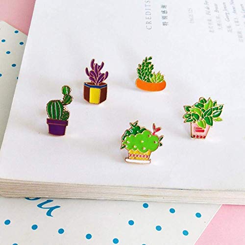 6 Pcs/Set Enamel Cactus Flower Grass Plant Badge Corsage Collar Brooch Pins Reliable Nice And Fashion #TOP2