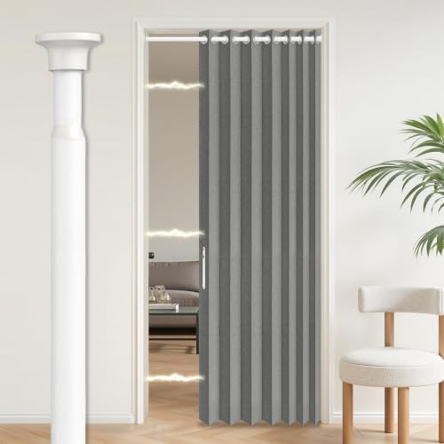 Image of Blackout Sliding Door Curtains for Doorways with Curtain Rods 28-39 In Length, Accordion Doors for Doorway, Magnetic Door Curtain for Bedroom Doorway Curtain Set, 1 Panel, W45 x L80 inch, Dark Grey
