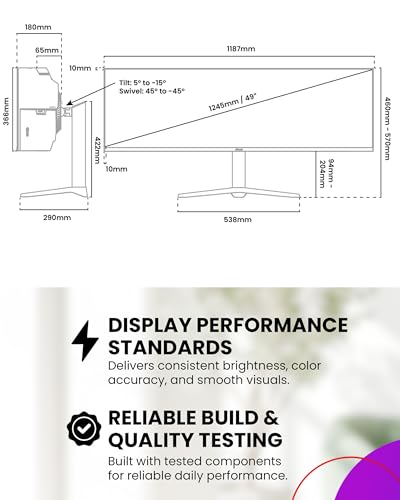 Image of Arozzi Curved Gaming Monitor Nova 49 inch VA 165Hz - Computer Monitor Ultrawide QHD 1440p - Adaptive Sync, HDR10 & Flicker Free Display - 100% sRGB Color Accuracy - PC & Console Ready - Black