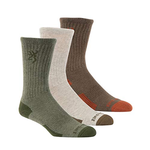 Browning Men's Socks, Heather Oatmeal Loden Green Beech, One Size US