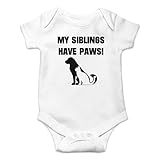 AW Fashions My Siblings Have Paws Baby Bodysuit Funny Cute Cool Outfit Clothes Boys Girls Adorable Romper (6 Months, White)