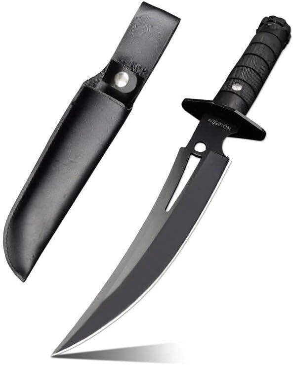 DOOM BLADE Cuchillo de caza de hoja fija de 12 pulgadas, cuchillo de supervivencia, cuchillo súper afilado con funda de cuero para camping,