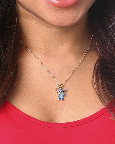 Disney Lilo & Stitch Women's Necklace Collection – Featuring Angel and Stitch Pendants, Silver-Plated and 18kt Gold Flash-Plated, Officially Licensed2