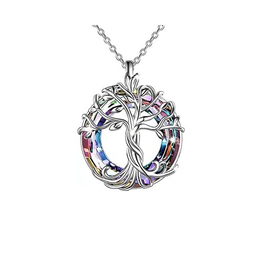 Yocoyee Tree of Life Pendant Necklace with Shining Crystal Sweet Female Friendship Jewelry Gift