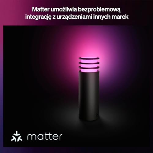 Oświetlenie Zewnętrzne Philips Hue Lucca, Światło Białe i Kolorowe, 1100 lm, Żarówka A60 w Zestawie, Przyciemnianie, Klasa Odporności IP44, Kompatybilna z Matter, Zigbee
