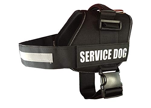 ALBCORP Service Dog Vest Harness - Reflective - Woven Polyester & Nylon, Comfy Mesh Padding, Extra Large, Black