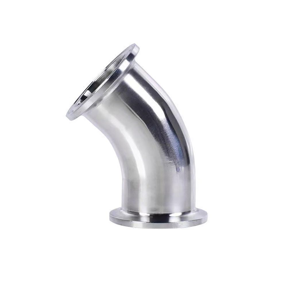 Codo 45° Tri Clamp SUS304 Acero Inoxidable Cervecería 1 Pieza | Superficie Pulida Lisa, Material Sanitario, Varios Diámetros, Conexión Hermética Sin Fugas(45mm x ferrule 64)