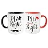 Wedding gifts mrright mrs always right for couples coffee mugs set husband and wife anniversary present bridal shower gifts engagement gifts for his and hers 11 oz black pink  urban country home decor