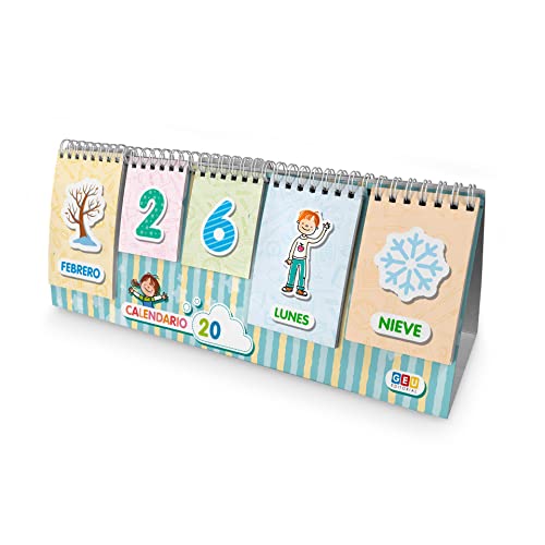 Calendario de Mesa para Niños Atemporal - Juguete Educativo para Aprender los Días, Estaciones y el Clima Calendario Infantil - Con Pestañas ... (Material de aula educación infantil)