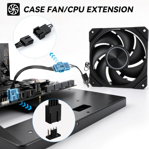 Image of 4 Pin PWM Fan Extension Cable Female to Female | PC Fan Extension Cable for CPU Coolers & PWM Fan Controllers - 10CM Black 4 Pack