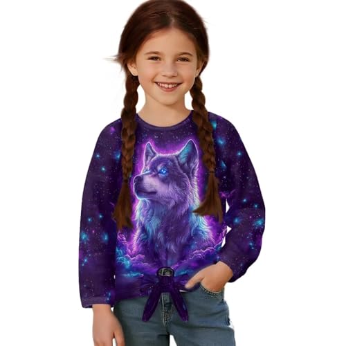 Upetstory Girls Long Sleeve Shirt Tie Front Top Size 5-12 Years Old