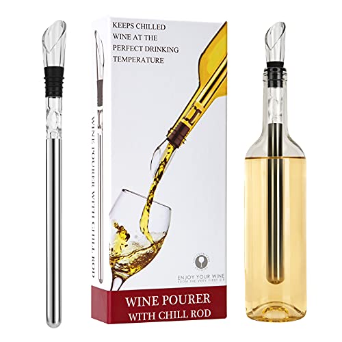 Wine Chiller Wine Aerator Wine Lover Gifts Wine Decanter Wine Accessories Perfect Wine Gifts for Women Wine Cooler Stick Rapid Iceless Wine Decanter Wine Chilling Rod set (red boxï¼‰