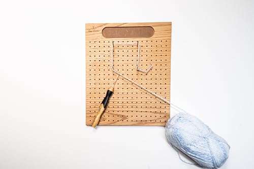 Easy Crochet – 11" x 9" Crochet Blocking Board for Knitting and Crochet – Wooden Blocking Mat with 306 Holes, 20 Stainless Steel Pins & Built-in Pin Holder – Travel-Friendly