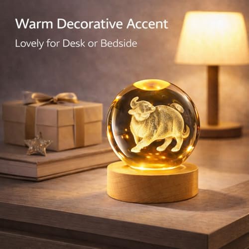 Lámpara de Noche Bola de Cristal con Base de Madera USB miniatura 3