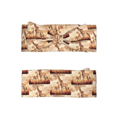 Giraffe mother and child Prints Baby Bow Headband Super Stretchy Soft Bows Hair Accessories for Newborn Infants Toddlers Kids Girls2