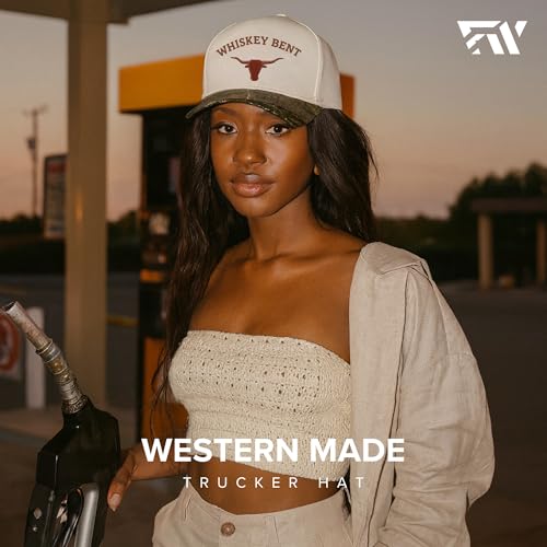 Image of Country Trucker Hat - Western Snapback Baseball Cap - Vintage Embroidered Hat for Men & Women