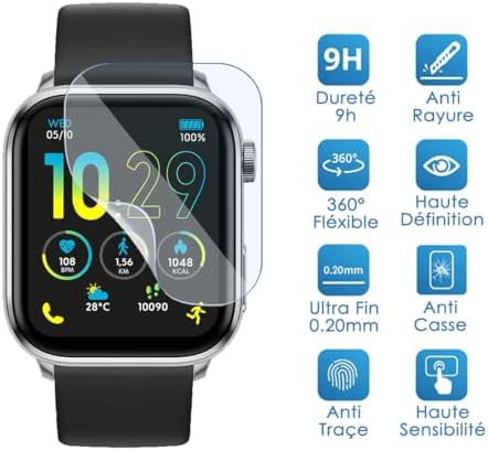 Film de protection d'écran Anti-rayures Abyx FIT Touch 3 1,45 pouces pour montre connectée - 6 pièces