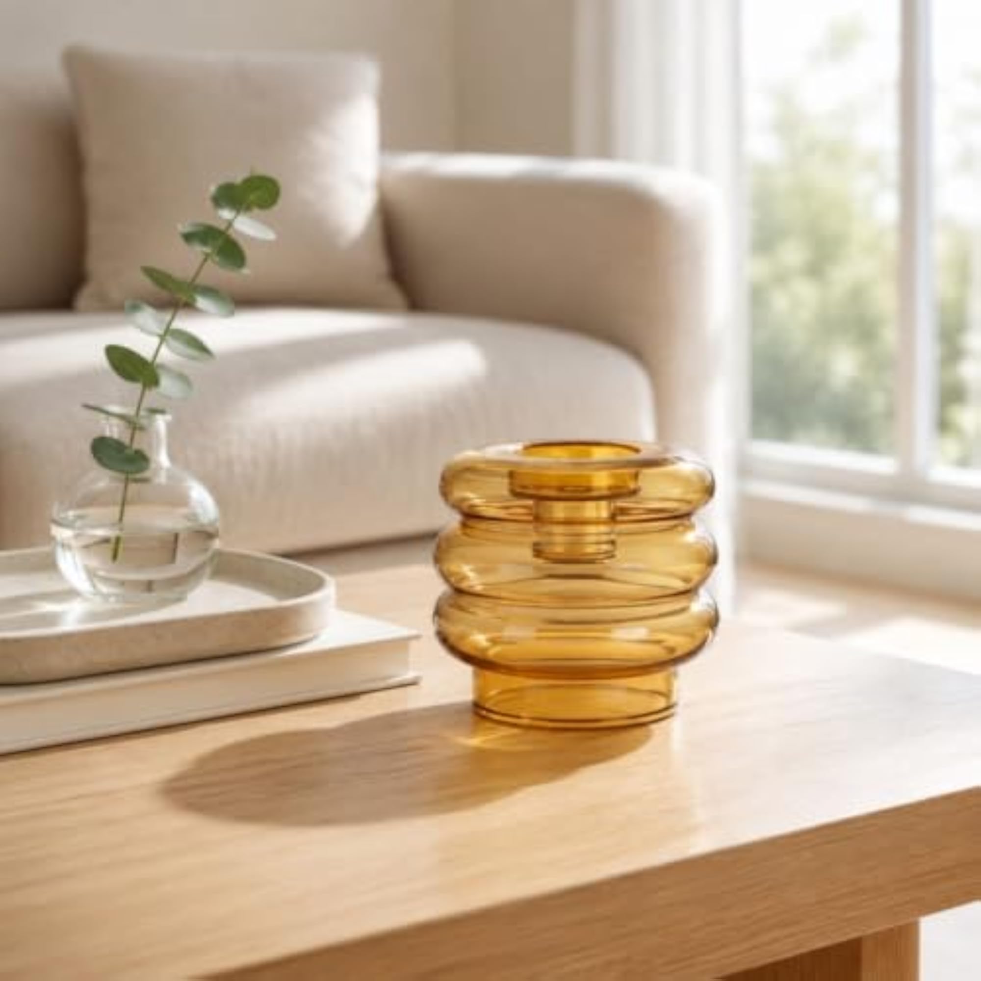 Tealight Compatible Stacked Glass Candle Holder