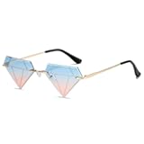 Diamond Shaped Sun Glasses&comma; Rimless Triangle Sunglasses for Women&comma; Retro Party Eyewear