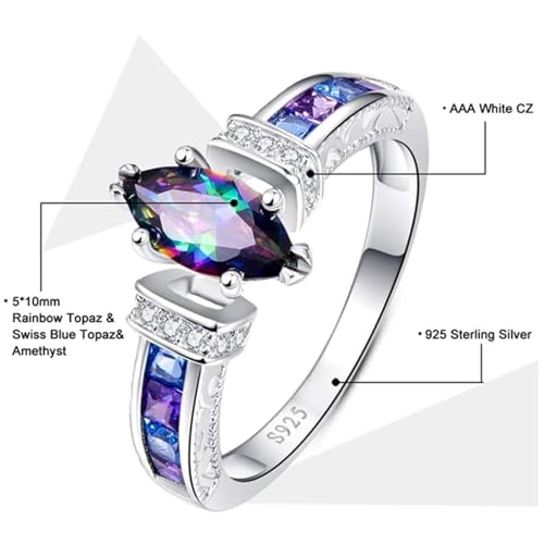 Generic Magtherapy Quartz Slimming Ring, Magnetic Rings For Weight Loss, S925 Multicolor Cubic Zirconia Eternity Ring, Weight Loss Jewelry, 64