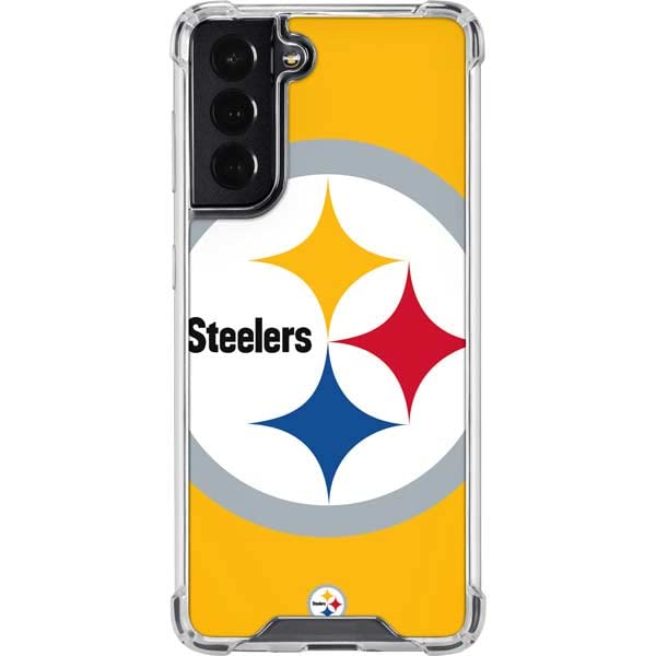 Skinit Clear Phone Case Compatible with Galaxy S22 - Officially Licensed NFL Pittsburgh Steelers Large Logo Design