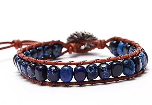 Image of 7 Chakra Bracelet Bohemian Handmade Leather Wrap Healing Protection Natural Stone Yoga Beaded Bracelets Boho Friendship Jewelry