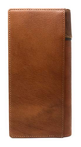 Western Genuine Leather Tooled Laser Cut Basketweave Men's Long Bifold Wallet in 8 colors (Brown/Beige)3