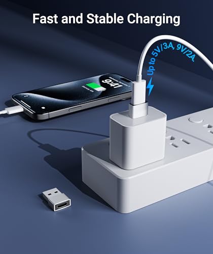 Image of Syntech USB C Female to USB A Male Adapter 3 Pack, Type C Charger Cable Power Adapter Compatible with iPad Air 7, iPhone 17 /16 /15 /14 Pro Max, Apple Watch Series 10 /9 /8, Samsung Galaxy S20 etc, Silver