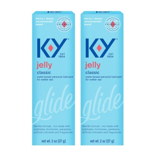 K-Y Jelly Lube, Personal Lubricant, NEW Water-Based Formula, Safe for Anal Sex, Safe to Use with Latex Condoms. Helps you Glide into a Wetter, Better Experience Every Day. For Men, Women and Couples, Body Friendly 2 FL OZ (Pack of 2)