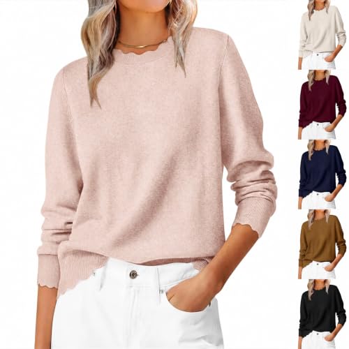 moolBeko Sweaters for Women Fall Scalloped Long Sleeve Pullover - image 1