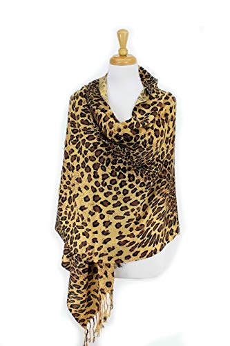 PASKMLNA Animal Print Fringed Shoulder Pashmina Wrap Scarf - Leopard Zebra Patterns4