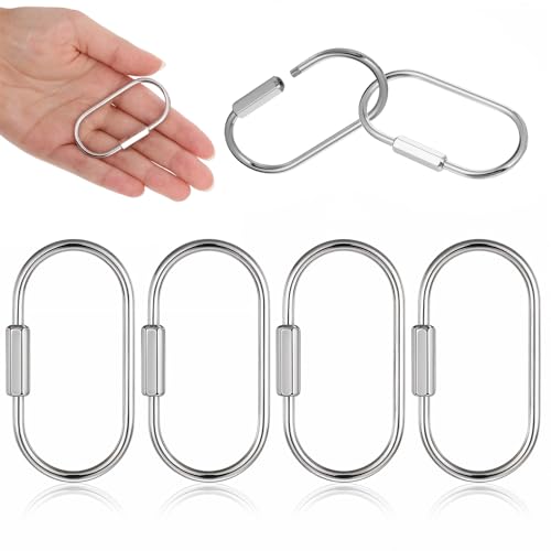 2.52 x 1.34 Inch 4 Pcs Sliver Brass Screw Lock Keychain Brass Screw Lock Clip Key Chain Ring Durable Simple BrasssKeychain Holder BrassKey-Ring Simple Style Car keychain for Men and Women Sliver