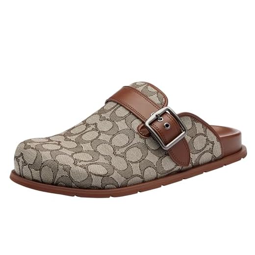 Coach Men's Buckle Clog in Signature Jacquard, Charcoal/Black 13