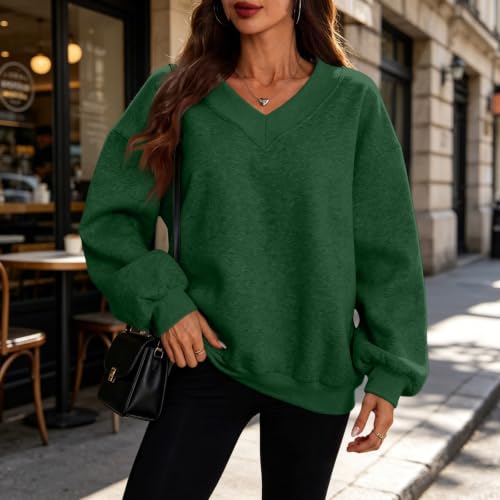 Womens V Neck Oversized Sweatshirt FleeceSweatshirts Winter Outfits - image 2